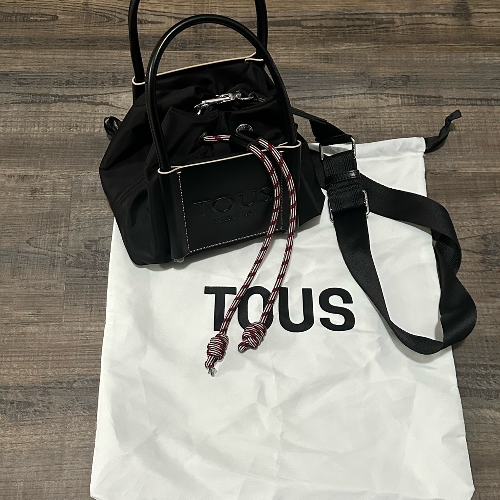 Tous Black and White Handbag with Drawstring